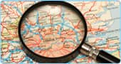 Magnifying glass on a map