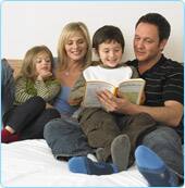 Family in a bedroom