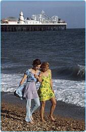 Woman walking on beach