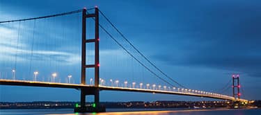 humber bridge at night