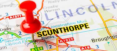 Scunthorpe on a map Scunthorpe on a map