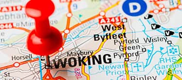 map with woking pinned map with woking pinned